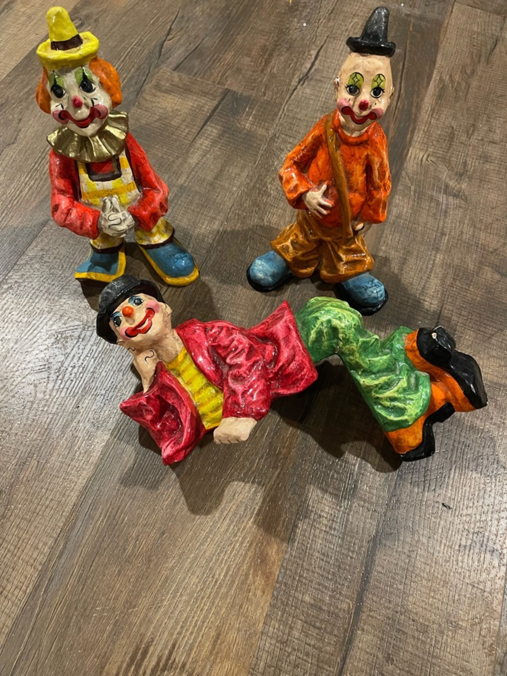 Vintage hand painted Colorful Clown Sculpture Set - Multicolor Home Art Décor